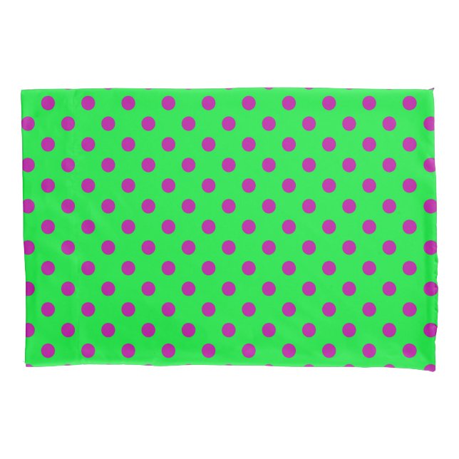 Purple On Green Polka Dots Pattern Design  Pillowcase (Front)