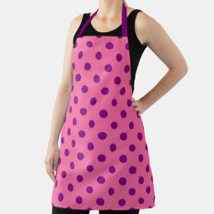 Purple On Pink Polka Dots Pattern Design Apron