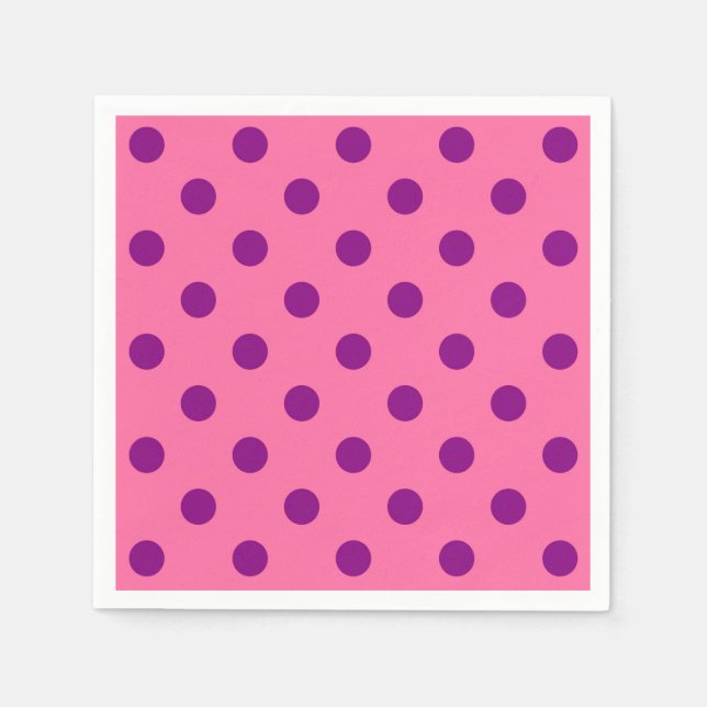 Purple On Pink Polka Dots Pattern Design Napkin (Front)