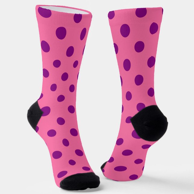 Purple On Pink Polka Dots Pattern Design Socks (Creator Uploaded)