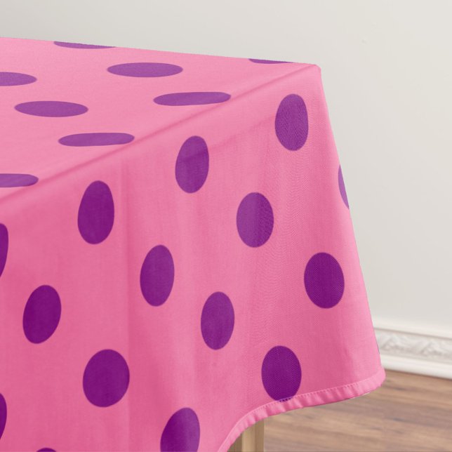 Purple On Pink Polka Dots Pattern Design Tablecloth (Creator Uploaded)