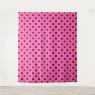 Purple On Pink Polka Dots Pattern Design Tapestry