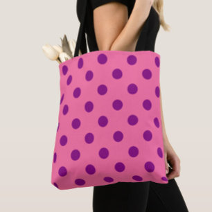 Purple On Pink Polka Dots Pattern Design Tote Bag