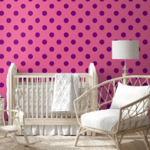 Purple On Pink Polka Dots Pattern Design Wallpaper
