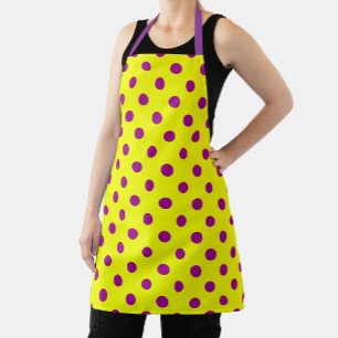 Purple On Yellow Polka Dots Pattern Design Apron