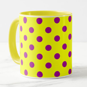 Purple On Yellow Polka Dots Pattern Design  Mug