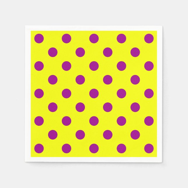 Purple On Yellow Polka Dots Pattern Design  Napkin (Front)