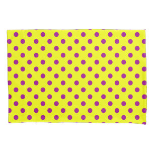 Purple On Yellow Polka Dots Pattern Design Pillowcase