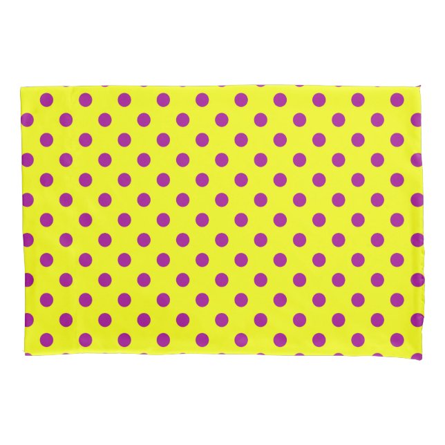 Purple On Yellow Polka Dots Pattern Design  Pillowcase (Front)