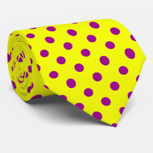 Purple On Yellow Polka Dots Pattern Design  Tie