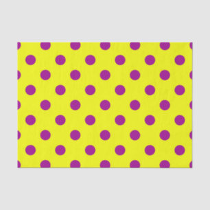 Purple On Yellow Polka Dots Pattern Design Tissue Paper