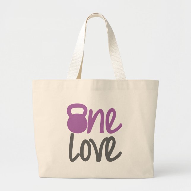 Purple "One Love" Large Tote Bag (Front)