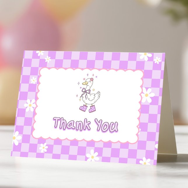 Purple One Silly Goose-Girl's First Birthday  Thank You Card (Purple One Silly Goose Thank You cards.)