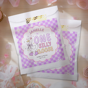 Purple One Silly Goose-Retro Girl First Birthday Favour Bag