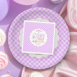 Purple One Silly Goose - Retro Girl First Birthday Napkin