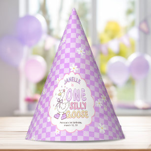 Purple One Silly Goose-Retro Girl First Birthday Party Hat