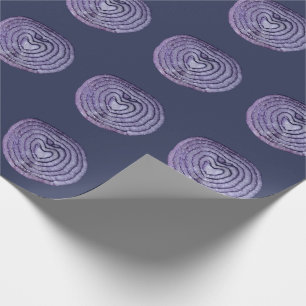Purple Onion Pattern on Deep Muted Navy Background Wrapping Paper