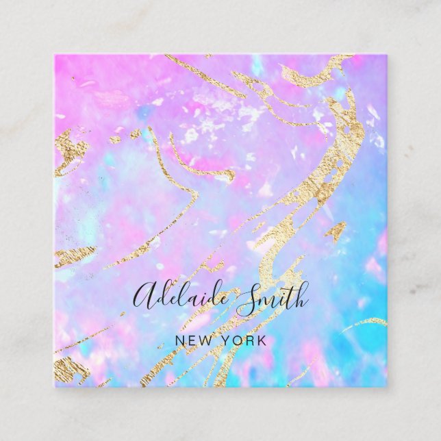 purple opal background texture square business card (Front)