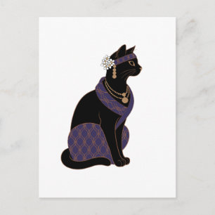 Purple Oracle Black Cat Greeting Card