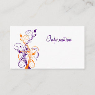 Purple Orang White Floral Wedding Enclosure Card