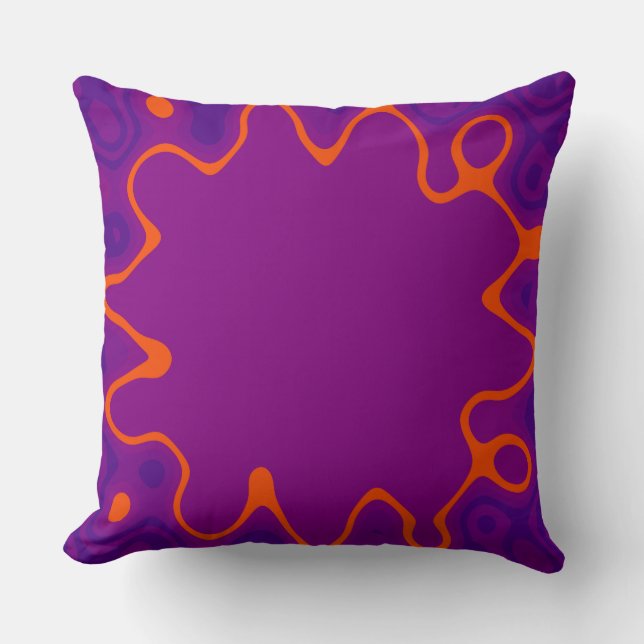 Purple Orange Abstract Art Cushion (Front)