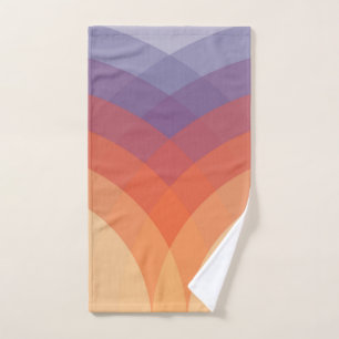 Purple, orange and blue colourful pastel arches bath towel set