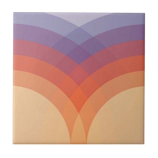 Purple, orange and blue colourful pastel arches ceramic tile (Front)