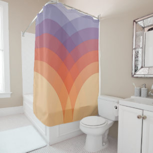 Purple, orange and blue colourful pastel arches shower curtain