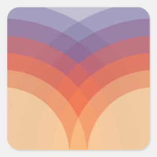 Purple, orange and blue colourful pastel arches square sticker