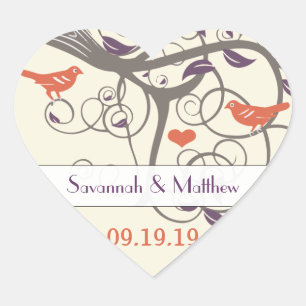 Purple Orange and Grey Swirl Tree Wedding Seal