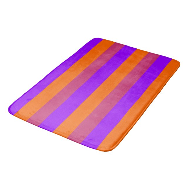 Purple, Orange and Pink  Stripes Bath Mat (Angled)