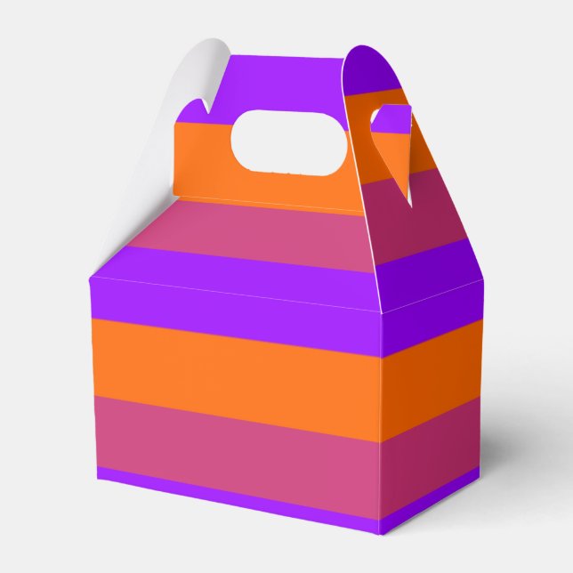 Purple, Orange and Pink  Stripes Favour Box (Front Side)