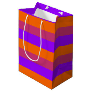 Purple, Orange and Pink Stripes Medium Gift Bag