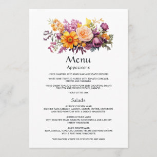 Purple, Orange, and Yellow Floral Guest Details Menu