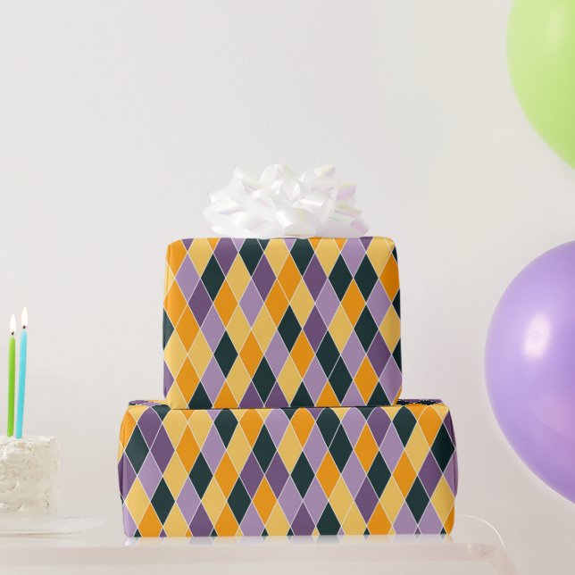 Purple Orange Black Bold Fun Fall Gift Wrapping Paper (Party Gifts)
