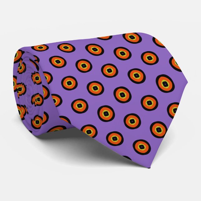 Purple Orange Black Green Dot Pattern Tie (Rolled)