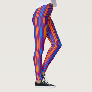 Purple Orange Blue Vertical Stripes Design   Leggings