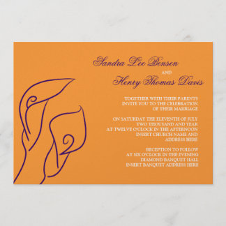 Purple & Orange Calla Lilies Wedding Invitation