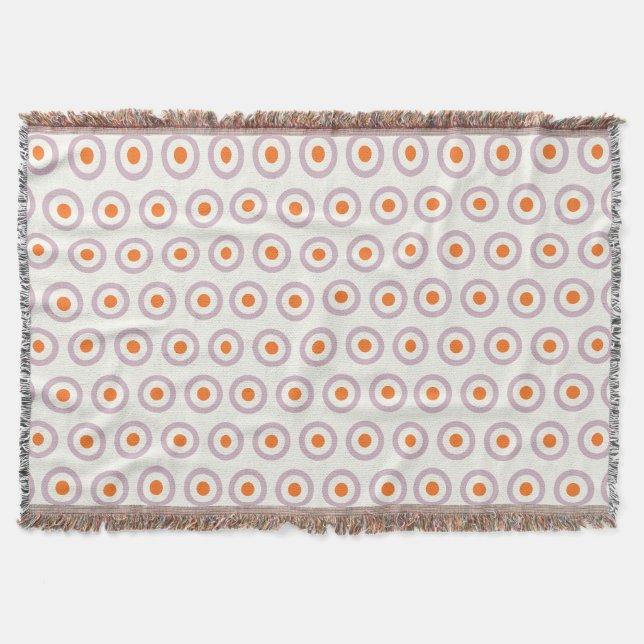 Purple & Orange Circle Dot Retro Design Throw Blanket (Front)