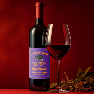 Purple Orange Custom 2024 Graduation Party Wine Label