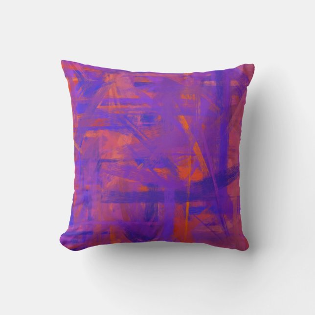 Purple Orange Fine Art Painting Style Cushion (Front)
