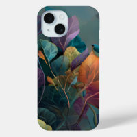 Purple & Orange Floral Birds iPhone 15 Case – Abst