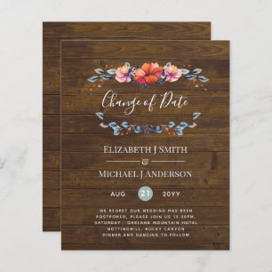 Purple Orange Floral Wedding Change of Date