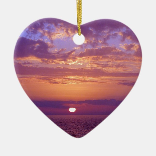 Purple Orange Florida Sunset Ceramic Ornament (Front)