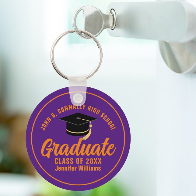 Purple Orange Graduate Custom 2024 Graduation Key Ring (Creator Uploaded)