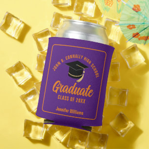 Purple Orange Graduate Custom Graduation Party Can Cooler