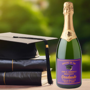 Purple Orange Graduate Custom Graduation Party Sparkling Wine Label