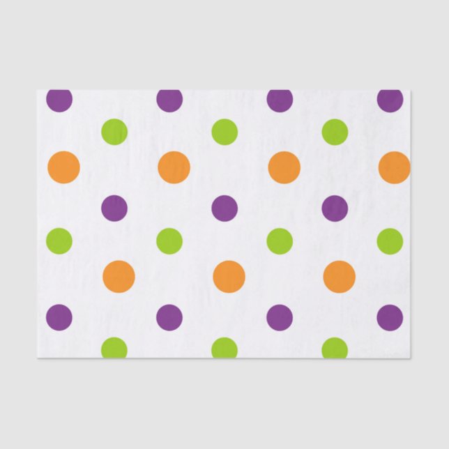 PURPLE ORANGE GREEN HALLOWEEN POLKA DOTS TISSUE PAPER (Front)