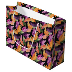Purple Orange Green Yellow Abstract Birthday Large Gift Bag