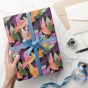 Purple Orange Green Yellow Abstract Birthday Wrapping Paper
